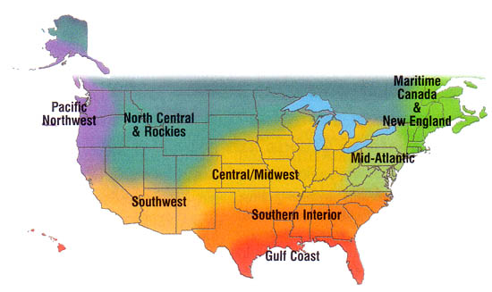 Gardening regions of the United States and southern Canada.
